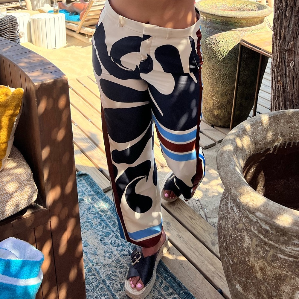 Zara print straight leg pant